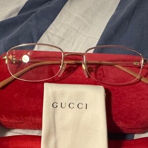 Gucci Red and Gold Frame Glasses